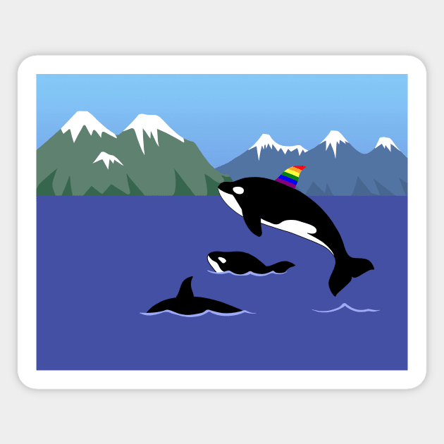 Gay pride orca killer whale. Wildlife mammal nature concept. Sticker by Nalidsa